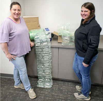 Bailiwick employees using recyclable packaging.