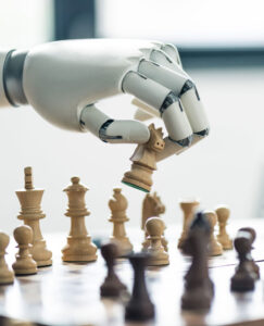 Robot hand playing chess