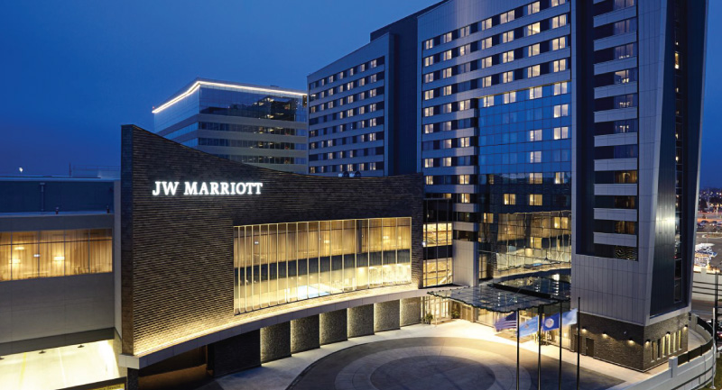 Exterior picture of the JW Marriott.